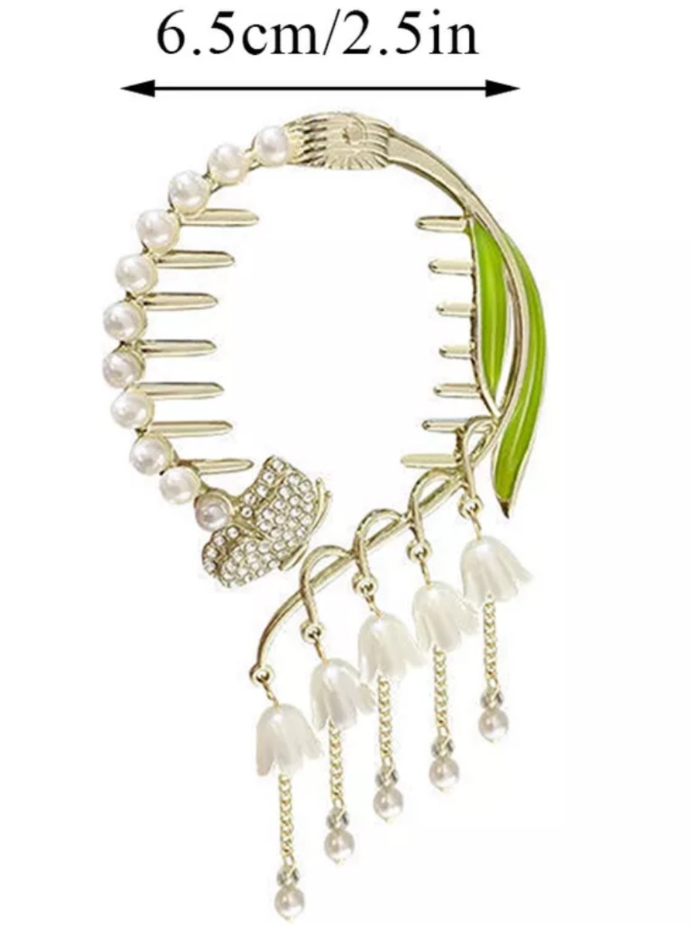 Fashion Rhinestone Clip Pearl Flower Tassels Metal Ponytail Hair Accessories *